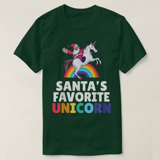 サンタお気に入りのス・ユニコーンマジカルクリスマスユニコーン Tシャツ (デザイン正面)