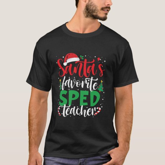 サンタお気に入りのスSPED先生クリスマスサンタハット Tシャツ (正面)