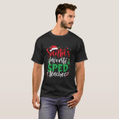 サンタお気に入りのスSPED先生クリスマスサンタハット Tシャツ (正面フル)
