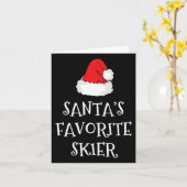 サンタお気に入りのズスキークリスマスハットおもしろいクリスマスSk カード (黄色い花)