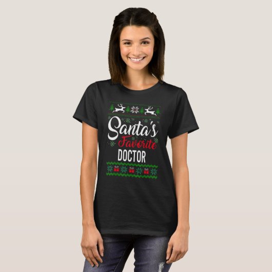 サンタお気に入りのズ・ドクタークリスマス醜いセーター Tシャツ (正面フル)