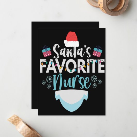 サンタお気に入りのナースおもしろい看護 ノートカード (正面/裏面インサイチュ)