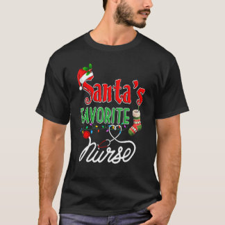 サンタお気に入りのナースクリスマスライトナースクリスマスパジャマ Tシャツ