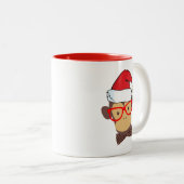 サンタお気に入りのモンクおもしろいリスマグデザイン ツートーンマグカップ (正面右)