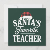 サンタお気に入りの先生クリスマス教え生徒 招待状 (正面)