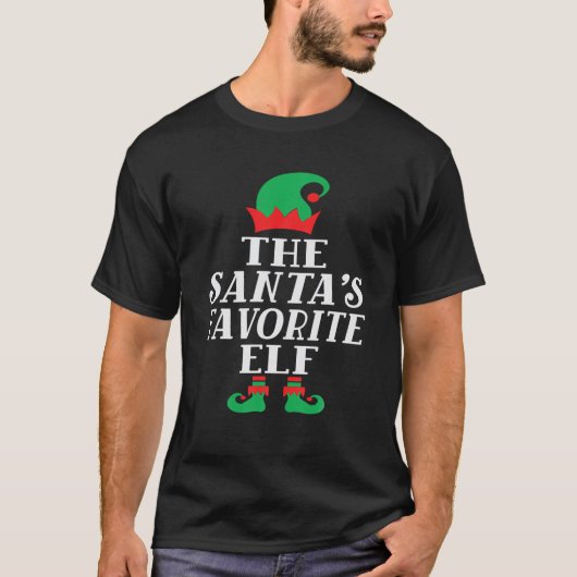 サンタお気に入りの小妖精や小人ファミリーマッチンググループクリスム Tシャツ (正面)