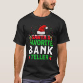 サンタお気に入りの銀行の出納者クリスマスマッチング Tシャツ (正面)