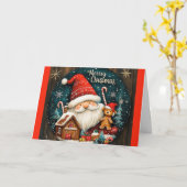 サンタお洒落とトイのクリスマスカード カード (黄色い花)