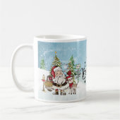 サンタお洒落とトナカイの信じクリスマス コーヒーマグカップ (左)