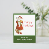 サンタお洒落とネコのカスタマイズ可能な休日 ポストカード (スタンド正面)