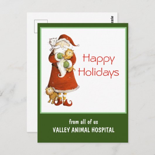 サンタお洒落とネコのカスタマイズ可能な休日 ポストカード (正面/裏面)