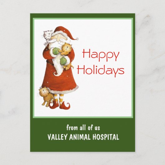 サンタお洒落とネコのカスタマイズ可能な休日 ポストカード (正面)