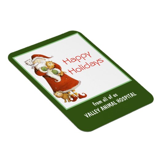 サンタお洒落とネコのカスタマイズ可能な休日 マグネット (右側)