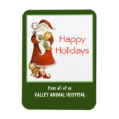 サンタお洒落とネコのカスタマイズ可能な休日 マグネット (縦)