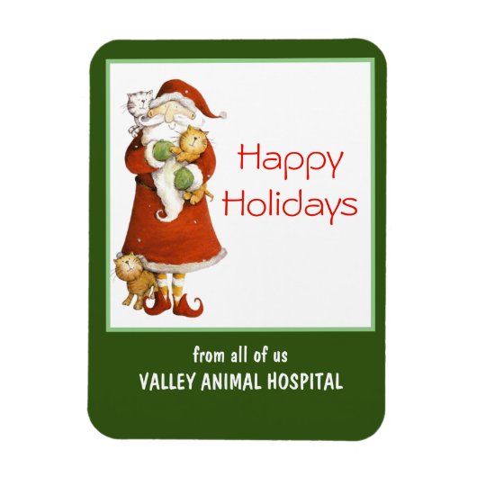 サンタお洒落とネコのカスタマイズ可能な休日 マグネット (縦)