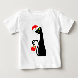 サンタお洒落キャットベビーTシャツ ベビーTシャツ