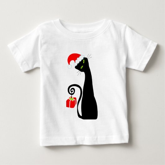サンタお洒落キャットベビーTシャツ ベビーTシャツ (正面)