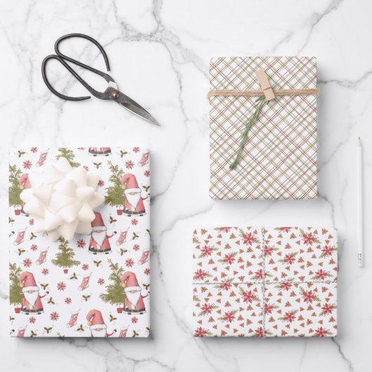 サンタお洒落クリスマスホリデー ラッピングペーパーシート (正面)
