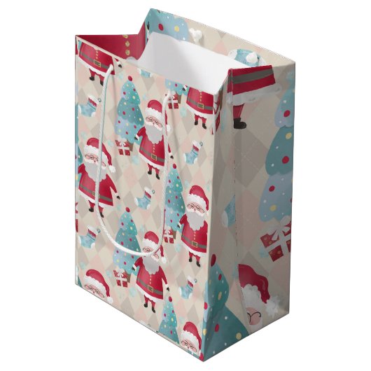 サンタお洒落クロースとクリスマスツリー ミディアムペーパーバッグ (正面アングル)