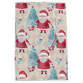 サンタお洒落クロースとクリスマスツリー ミディアムペーパーバッグ (正面)