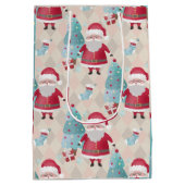 サンタお洒落クロースとクリスマスツリー ミディアムペーパーバッグ (裏面)