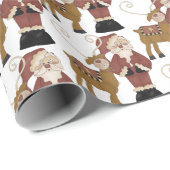 サンタお洒落クロースとトナカイ ラッピングペーパー (ロールコーナー)