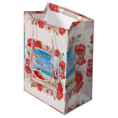 サンタお洒落クロース雪 ミディアムペーパーバッグ (正面アングル)