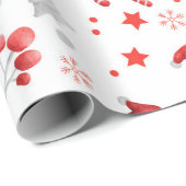 サンタお洒落クロース、キャンディーキャン、木、星 ラッピングペーパー (ロールコーナー)