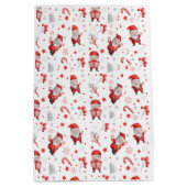 サンタお洒落クロース、キャンディーキャン、木、星W ミディアムペーパーバッグ (裏面)