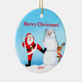 サンタお洒落ズ遊ゴルフ、雪だるまとトナカイ セラミックオーナメント (右)