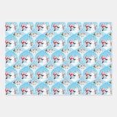 サンタお洒落ズ遊ゴルフ、雪だるまとトナカイ ラッピングペーパーシート (正面2)