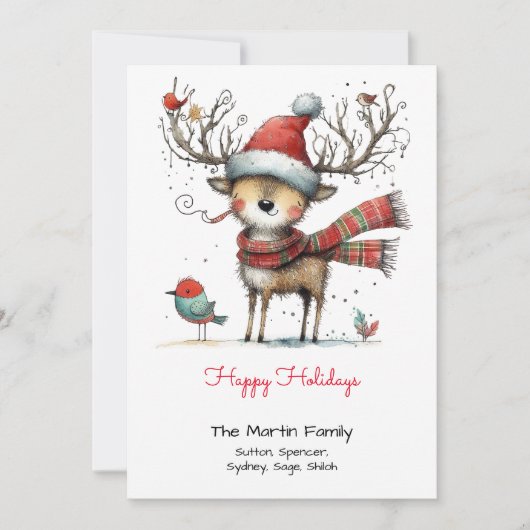 サンタお洒落ハットでかわいいトナカイ シーズンカード (正面)