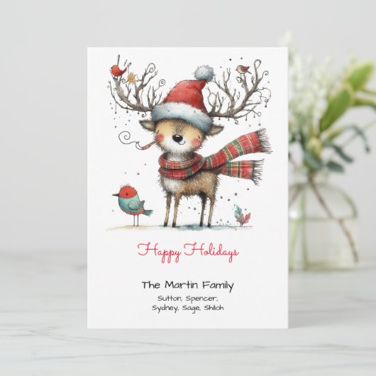 サンタお洒落ハットでかわいいトナカイ シーズンカード (スタンド正面)