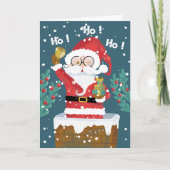 サンタお洒落ブルーホリデーカード シーズンカード (正面)