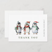 サンタお洒落ペンギン企業のス サンキューカード (正面/裏面)