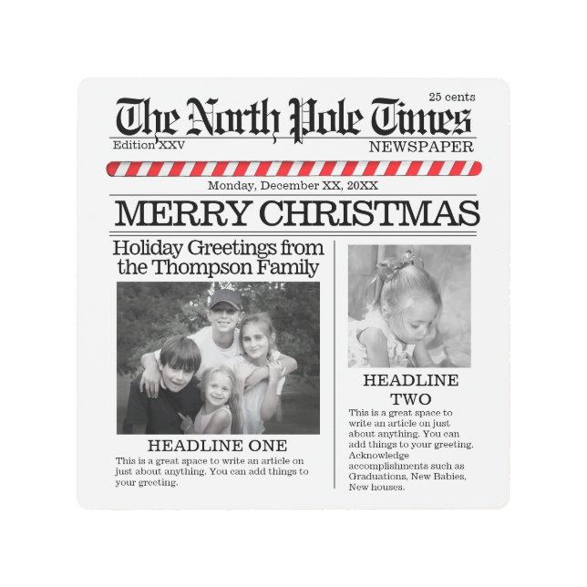 サンタお洒落ホリユニークークリスおもしろいマス メタルプリント (正面)