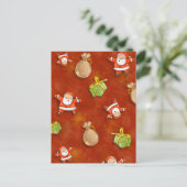 サンタお洒落ーとプレゼントのパターン シーズンポストカード (スタンド正面)