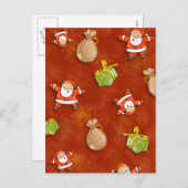 サンタお洒落ーとプレゼントのパターン シーズンポストカード (正面/裏面)