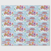 サンタからかわいい動物アドオン名キツネマウス雪 ラッピングペーパー (フラット)