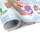 サンタからかわいい動物アドオン名キツネマウス雪 ラッピングペーパー (ロールコーナー)