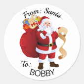 サンタからのギフト包装タグ カスタム 子供の名前 ラウンドシール (正面)
