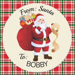 サンタからのギフト包装用カスタム子供名前ステッカー ラウンドシール
