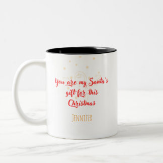 サンタからのギフト" オーダーメイドクリスマス ツートーンマグカップ