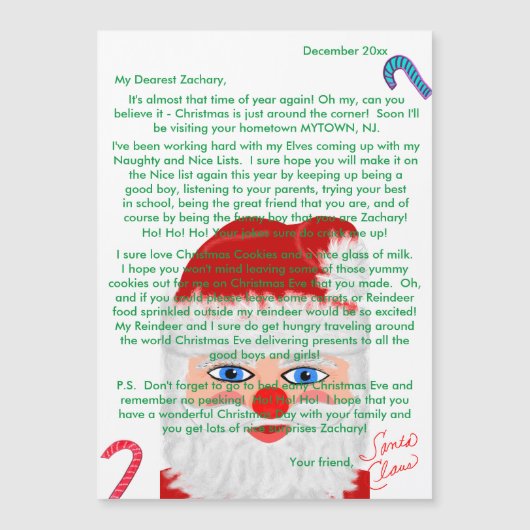 サンタからのパーソナライズされた手紙 (正面)