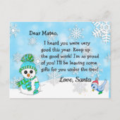 サンタからのポストカード: かわいい雪だるま シーズンポストカード (正面)