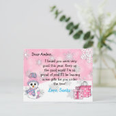 サンタからのポストカード: かわいい雪だるま シーズンポストカード (スタンド正面)