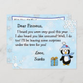 サンタからのポストカード:サンタ帽のホリデーペンギン シーズンポストカード (正面/裏面)