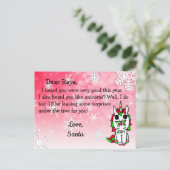 サンタからのポストカード:サンタ帽のホリデーユニコーン シーズンポストカード (スタンド正面)