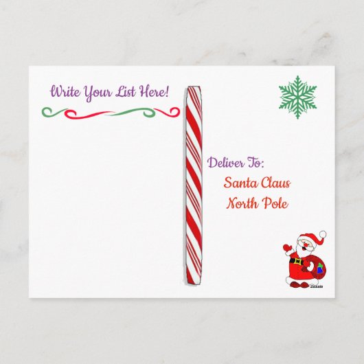 サンタからのポストカード:サンタ帽の赤いペンギン シーズンポストカード (裏面)
