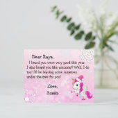 サンタからのポストカード: サンタ帽の赤いユニコーン シーズンポストカード (スタンド正面)